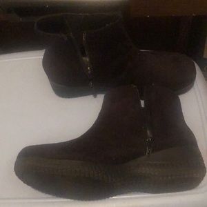 Basic editions black suede zippered boots